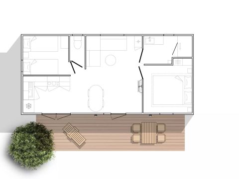 MOBILHOME 6 personnes - Privilège 3 Pièces 4/6 Personnes Climatisé + TV MOBILHOME 6 personnes - Privilège 3 Pièces 4/6 Personnes Climatisé + TV