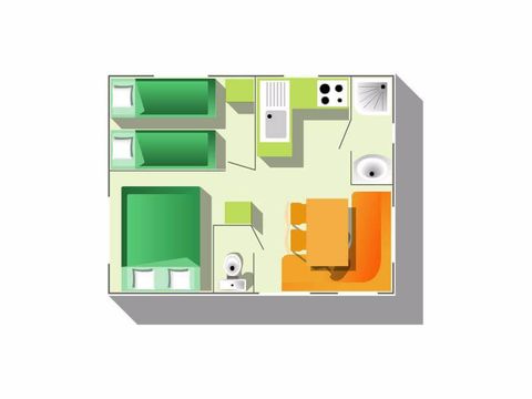 MOBILHOME 4 personnes - STANDARD PLUS 2 CH  - climatisé - 2 chambres