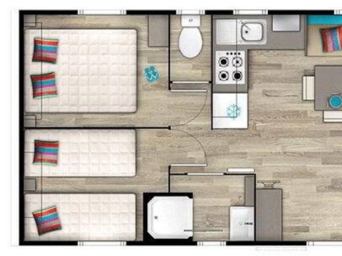 MOBILHOME 8 personnes - Mobil-home | Comfort | 4 Ch. | 8 Pers. | Terrasse surélevée | 1 SDB