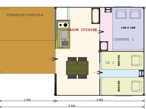 BUNGALOW TOILÉ 4 personnes - Funflower Standard 20m² / 2 chambres - terrasse (sans sanitaires privatifs)