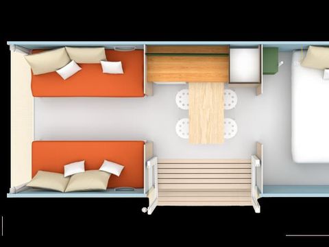 Tente en toile et en bois 4 personnes - Coco Sweet 16m² / 2 chambres - terrasse (sans sanitaires privatifs)