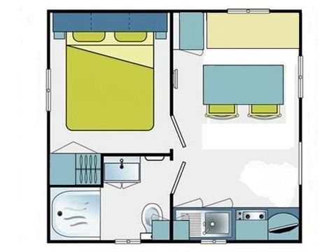 MOBILHOME 2 personnes - Standard 16 m² / 1 chambre - terrasse
