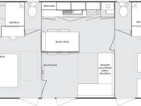 MOBILHOME 6 personnes - Premium 33m² / 2 chambres - 2 salles de bain - terrasse