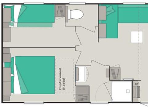 MOBILHOME 10 personnes - Confort 38 m² / 4 chambres - terrasse