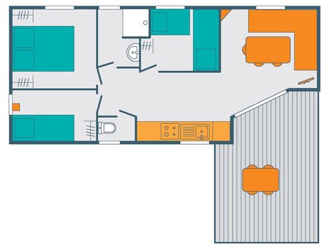 Mobilhome 6 personnes - CONFORT 31M2 - 3 chambres