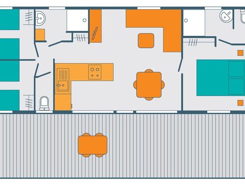 Mobilhome 6 personnes - CONFORT 42M² - 3 chambres - 2 salles de bain