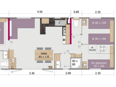 MOBILHOME 6 personnes -  Rapidhome Lodge - 3 chambres - 2 Sdb