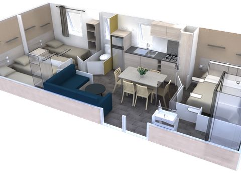 MOBILHOME 6 personnes - Nest 35 - 3 chambres - 35 m² + terrasse semi couverte