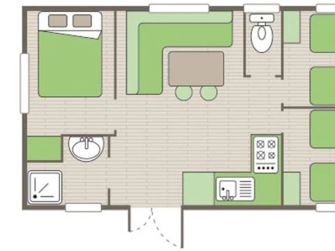 MOBILHOME 6 personnes - Comfort | 3 Ch. | 6 Pers. | Terrasse surélevée | Clim.