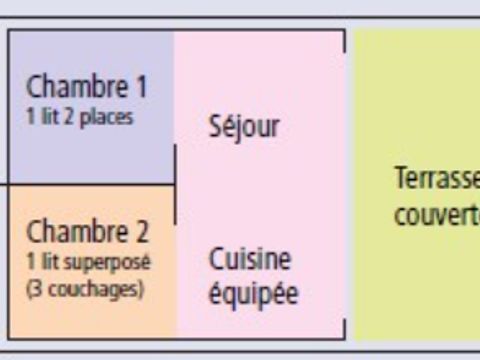 BUNGALOW TOILÉ 4 personnes - Funflower Standard 23m² (2 chambres) dont terrasse couverte 7m²