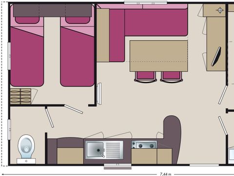 Mobilhome 4 personnes - 2 chambres - -quartier premium