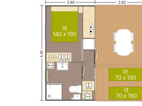 TENTE TOILE ET BOIS 4 personnes - Tithome avec sanitaire (samedi à samedi du 06/07/24 au 31/08/24) 4 pers.