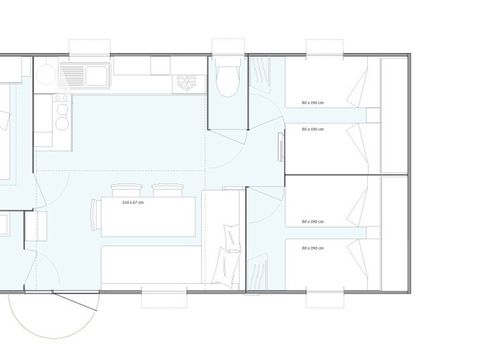 MOBILHOME 6 personnes - Premium | 3 Ch. | 6 Pers. | Terrasse surélevée | TV