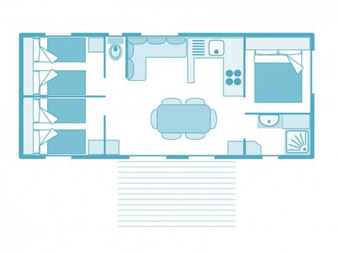 MOBILHOME 6 personnes - Mobil-home | Comfort | 3 Ch. | 6 Pers. | Terrasse surélevée | TV