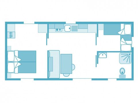 MOBILHOME 4 personnes - Mobil-home PMR | Comfort | 2 Ch. | 4 Pers. | Terrasse surélevée | 1 SDB | TV
