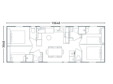 Mobilhome 8 personnes - PRESTA + 40m² - 4 chambres 2 SdB TV + clim