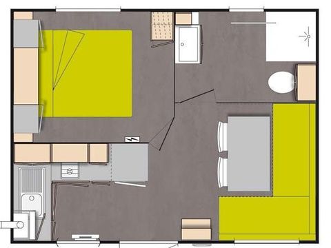 MOBILHOME 3 personnes - Mobile-home 1 chambre pour 2/3 personnes