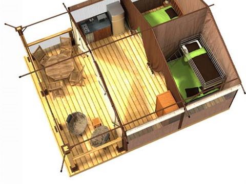 TENTE TOILE ET BOIS 5 personnes - Lodge Kenya 34 (sans sanitaires)