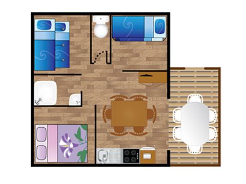 TENTE TOILE ET BOIS 6 personnes - Lodge URCHILO 6 personnes