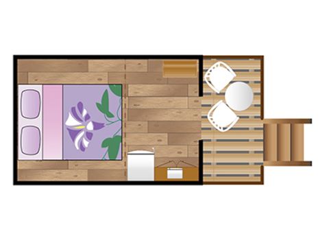 TENTE TOILE ET BOIS 2 personnes - Lodge BELTXU (sur pilotis)