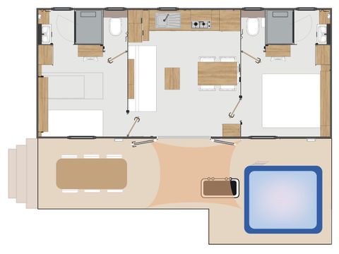 MOBILHOME 4 personnes - LUXE ANDIA (avec Spa et linge de lit fournis)