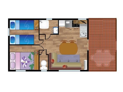 MOBILHOME 4 personnes - Mobile-Home CONFORT IBARDIN 4 personnes