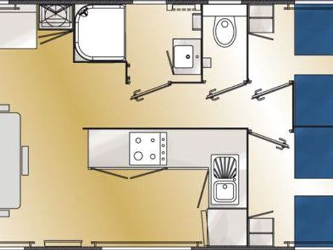 MOBILHOME 6 personnes - MOBILE HOME CARAIBES 3 chambres 40m² avec terrasse semi couverte