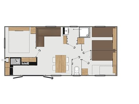 MOBILHOME 6 personnes - Premium Exclusive | 3 Ch. | 6 Pers. | Terrasse surélevée | Clim. | TV