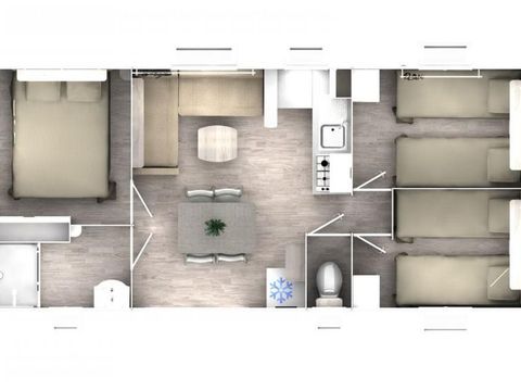 Mobilhome 6 personnes - COQUELICOT 3 ch climatisé et TV