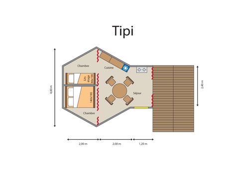 HÉBERGEMENT INSOLITE 4 personnes - TIPI 2 chambres sans sanitaire