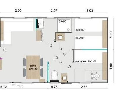 MOBILHOME 6 personnes - Mobil-Home Premium 32m² 3 chambres - terrasse semi-couverte - TV - Clim 2/6 pers