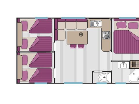 MOBILHOME 6 personnes - Mobilhome PAVILLON - 3 chambres climatisées 6 pers