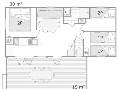 MOBILHOME 6 personnes - PALMERES 6 pers