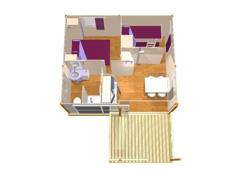Chalet 4 personnes - Bouleau Standard 20m² - 2 chambres - Terrasse couverte 10m²