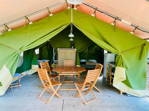 Tente 5 personnes - Safari Acacia Standard 23m² - Sans sanitaires - 2 chambres - Terrasse couverte 12m²