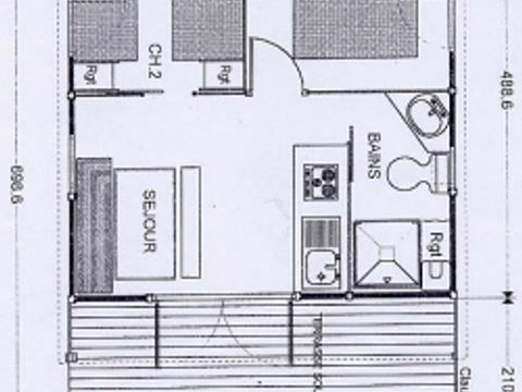 Chalet 5 personnes - Figuier Standard 20m² - 2 chambres - Terrasse couverte