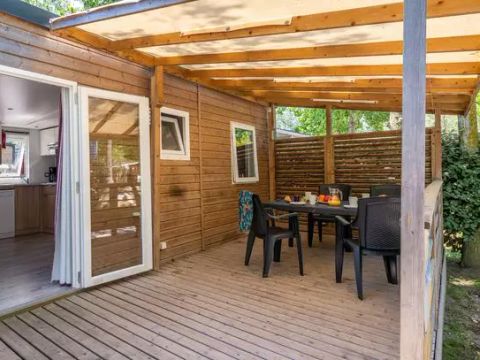 Mobilhome 6 personnes - Premium | 3 Ch. | 6 Pers. | Terrasse surélevée | Clim. | TV