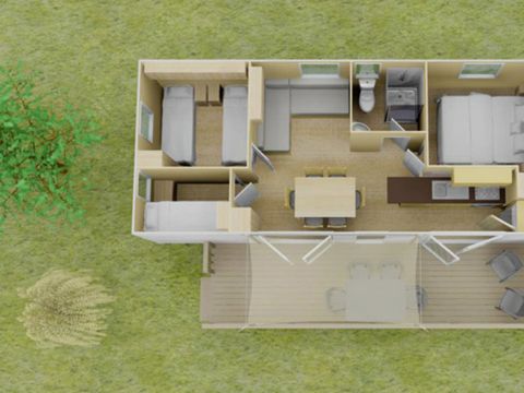 MOBILHOME 8 personnes - Premium | 3 Ch. | 6/8 Pers. | Terrasse surélevée | Clim.