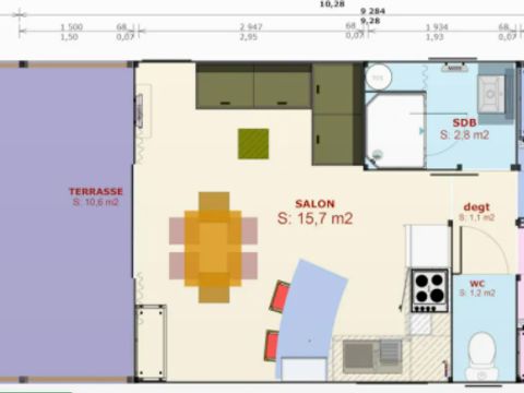 Tente en toile et en bois 5 personnes - Cabane Lodge Premium - 2 chambres