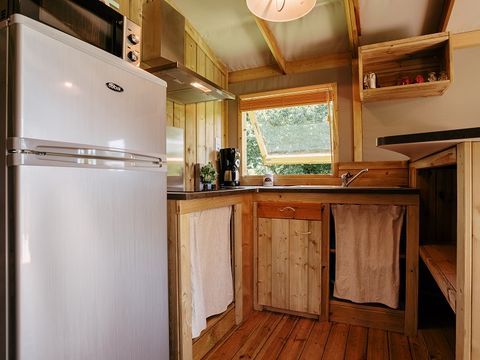Tente en toile et en bois 5 personnes - Cabane Lodge Premium - 2 chambres