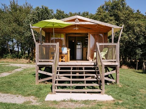 Tente en toile et en bois 5 personnes - Cabane Lodge Premium - 2 chambres