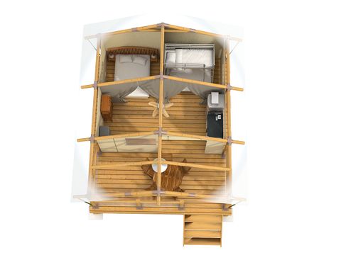 TENTE TOILE ET BOIS 5 personnes - Ecolodge BALI sans sanitaires et sans arrivée d'eau