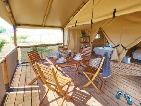 TENTE TOILE ET BOIS 5 personnes - Ecolodge BALI sans sanitaires et sans arrivée d'eau
