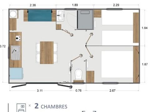 MOBILHOME 4 personnes - Cabanon 2 chambres