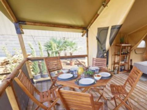 Tente en toile et en bois 5 personnes - Ecolodge Bali 3 Pièces sans sanitaires et sans arrivée d'eau