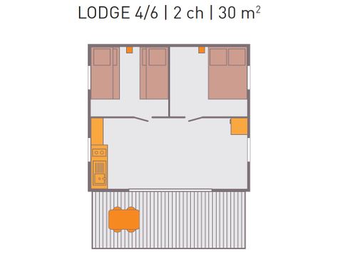 Tente en toile et en bois 6 personnes - TENTE LODGE Victoria | 6 pers. 2 Ch.