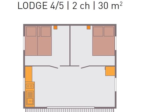 Tente en toile et en bois 5 personnes - Lodge Victoria 5 personnes – Toile & Bois – 30 m² – 2 chambres
