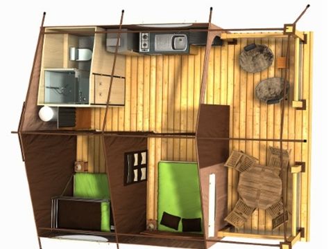 Tente en toile et en bois 5 personnes - LODGE CONFORT Victoria | 5 pers. 2 ch.