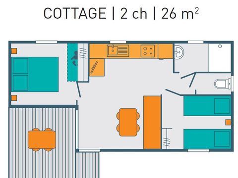 MOBILHOME 4 personnes - COTTAGE PREMIUM 4 personnes  2  Chambres