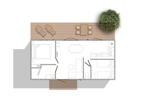 MOBILHOME 5 personnes - Cottage MAGNOLIA 32m² (2 chambres)